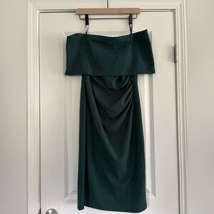 Vince Camuto Strapless Draped Midi Dress in Dark Green Size 10